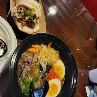 a bowl of ramen and a bowl of soup