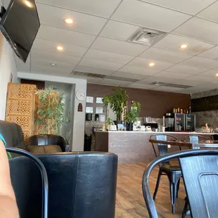 a person sitting in a restaurant
