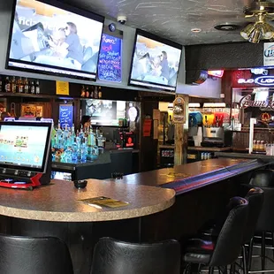 the bar and televisions