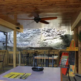 The outside deck area