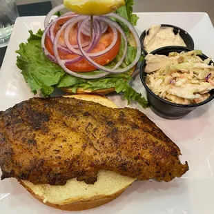 Blackened grouper sandwich- very good!