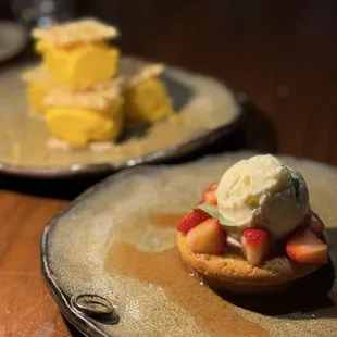 Ice cream sandwich and white chocolate cake