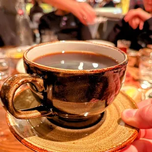 a cup of coffee on a saucer