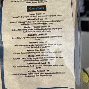 Crush menu
