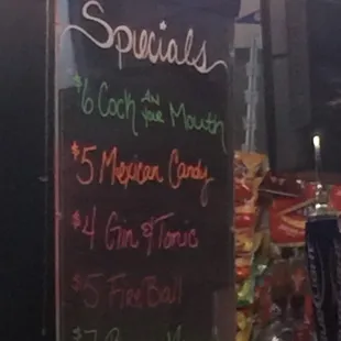 a menu on a chalkboard