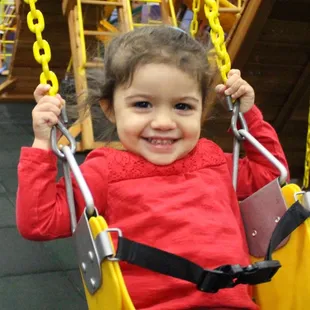 So many swing sets at our indoor playground!