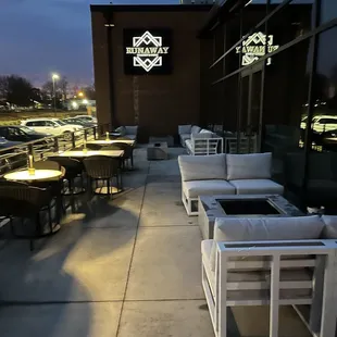 the outside seating area