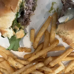 California burger with fries both good