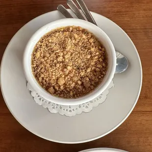 White pine pot de crème, shagbark maple syrup, peanut brittle. SO GOOD. One of the best desserts I've had.