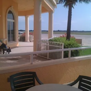 a view of the runway from the patio