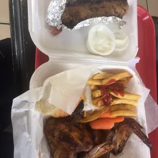 Four wing combo w chicken on a stick