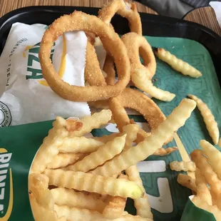 Frings and crinkle cut fries