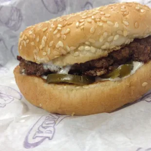 Their new kick burger...cream cheese and jalapeños....it was legit!