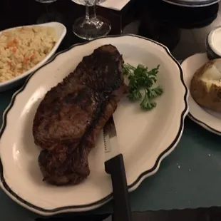 Good complements of seasoned rice and a baked potato.