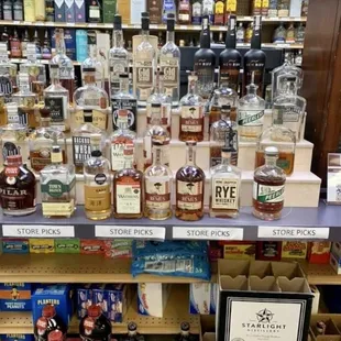 Tasting bottles of bourbon