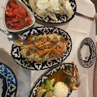 Vareniki  Russian style ravioli, Lamb Shank, Plov