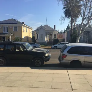 Across the street from main entrance.  One (1) hour street parking.