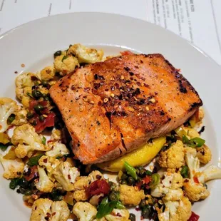 Salmon cauliflower cooked perfectly!