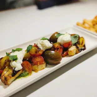 a long rectangular plate of food