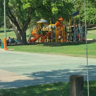 Park by basketball courts