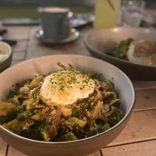 a bowl of food on a table