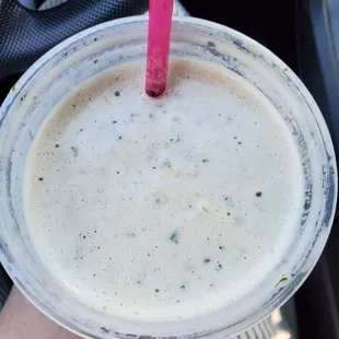 Super Protein Smoothie, not blended well, from the Berkeley location