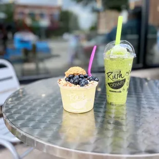 Yoga Bowl and Green RX smoothie