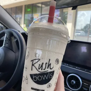 Healthy Shake with protein, fruit, peanut butter, etc.