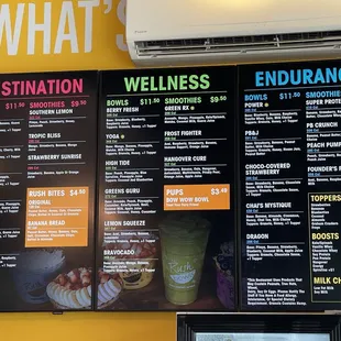 Menus as of August 2024