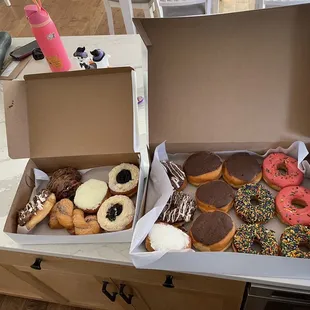 two boxes of doughnuts