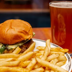 Green Chili Queso Burger