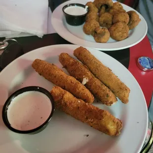 Mozzarella sticks and breaded mushrooms