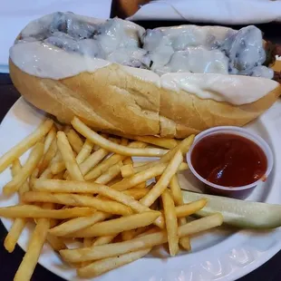 Philly Cheesesteak with fries