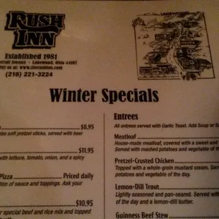 Winter 2015 specials.
