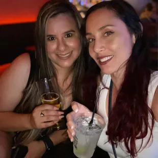 Enjoying our drinks and the live music!