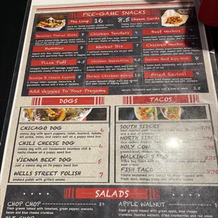 a menu for a restaurant