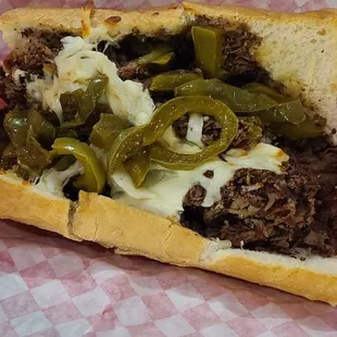 Italian Beef sweet peppers and cheese