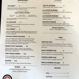 Menu - side 1