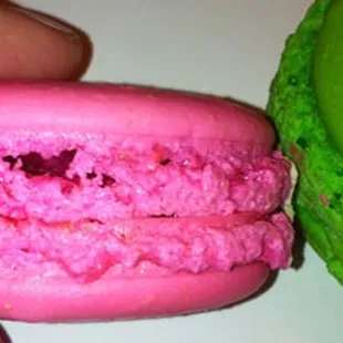 Raspberry and pistachio macarons from Rush Patisserie.