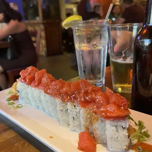 a plate of sushi