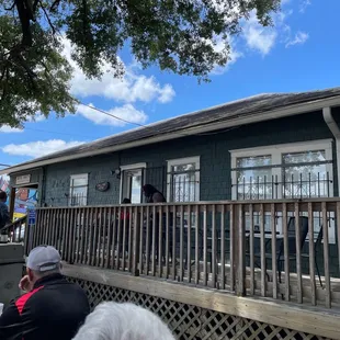 people eating outside