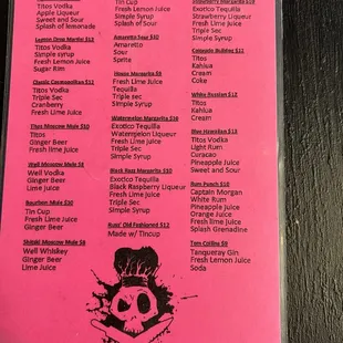 Specialty drink menu. Feb 2004 They have lots of beers also.