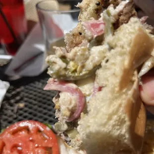 A horrible photo of a partially eaten Hot Pink. Blame the photographer not the food.