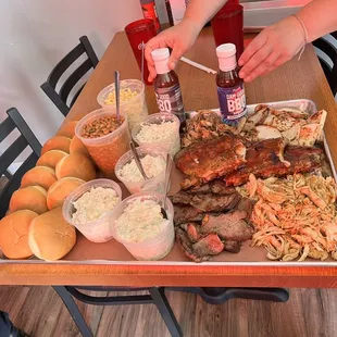 a tray of food on a table