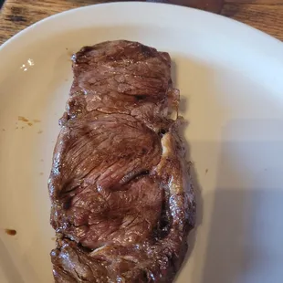steak on a white plate