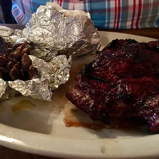 My belly and my sirloin! The mushrooms are great too!