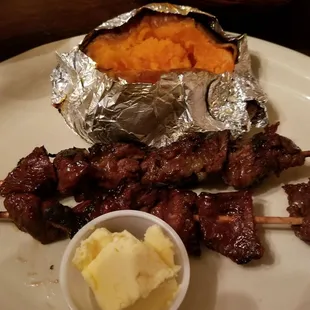 Steak on a stick....filet mignon...very delicious.