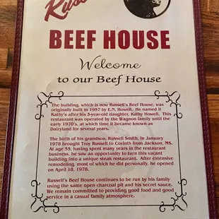 Welcome to Russell's Beef House!