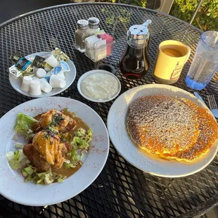Leroy's Eggs and pecan pancakes