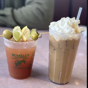 Iced coffee &amp; Big Al's Bloody Mary